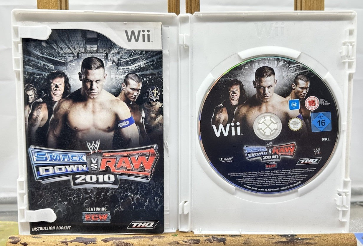 WWE Smack Down Vs Raw 2010 Featuring ECW PAL Nintendo Wii Complete Game 8783
