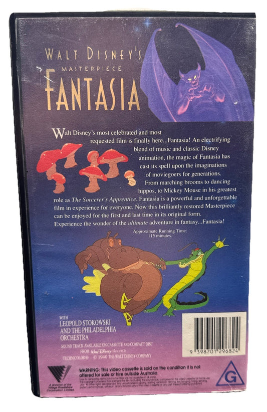 Walt Disney's Masterpiece Fantasia  VHS Tape In Good Condition 9213