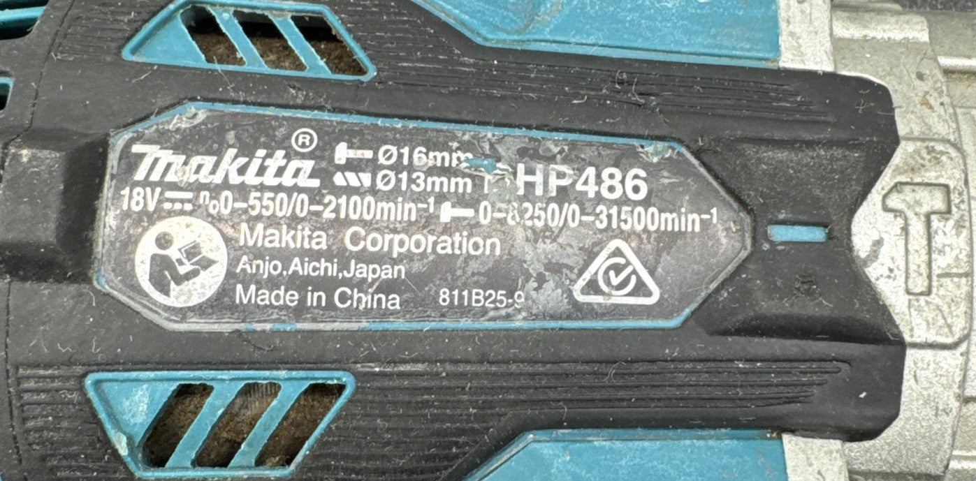 Makita 18v Hammer Drill BHP486 Skin Only In Good Condition 9080