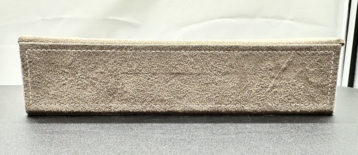 Pandora Brown Suede Jewellery Box with Inserts & Wrap Tie Closure In GC 9084