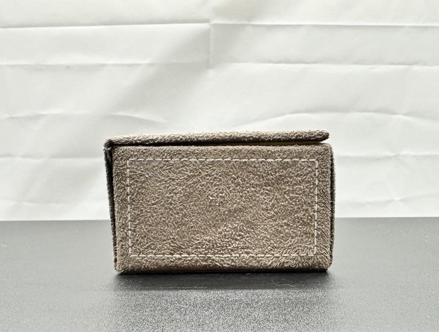 Pandora Brown Suede Jewellery Box with Inserts & Wrap Tie Closure In GC 9084