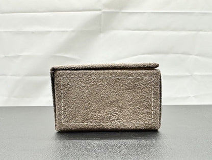 Pandora Brown Suede Jewellery Box with Inserts & Wrap Tie Closure In GC 9084