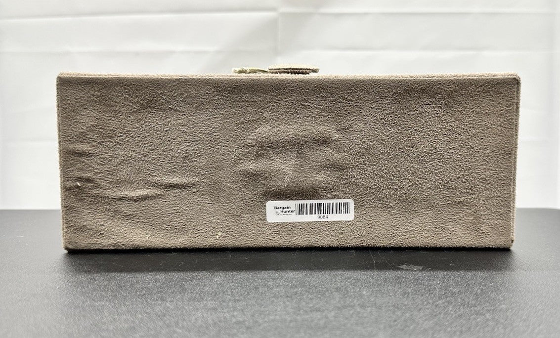 Pandora Brown Suede Jewellery Box with Inserts & Wrap Tie Closure In GC 9084