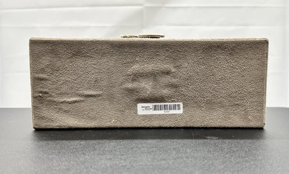Pandora Brown Suede Jewellery Box with Inserts & Wrap Tie Closure In GC 9084