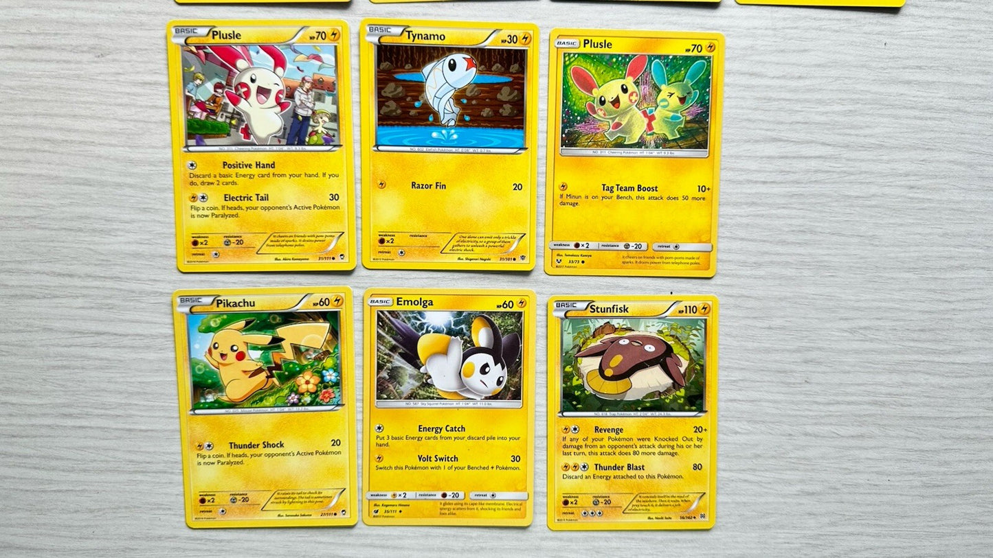 10 X Pokemon Electric Trading Cards Collection Random Years & Series GC 6389