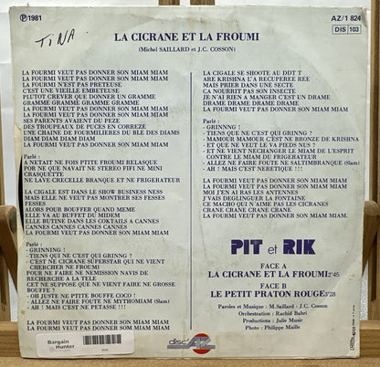 Pit Et Rik – La Cicrane Et La Froumi 7” Record In Good Condition 7918