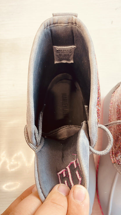 Marley Lilly Women's Pink Grey Sparkly Duckboots Size 10 Weatherproof Rain Boots