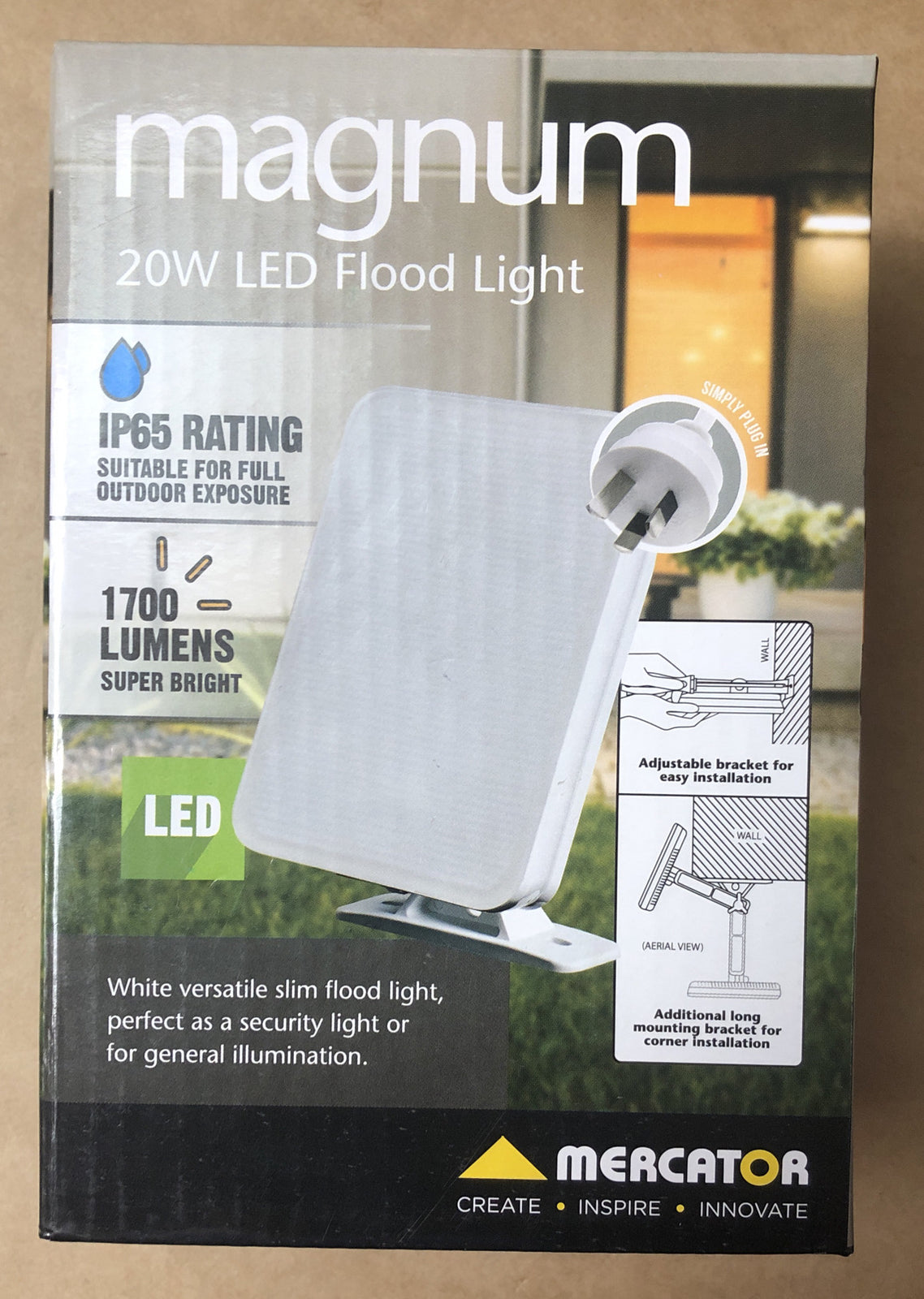 M630 Magnum 20w LED Flood Light Simply Plug In IP65 Rating 1700 Lumens
