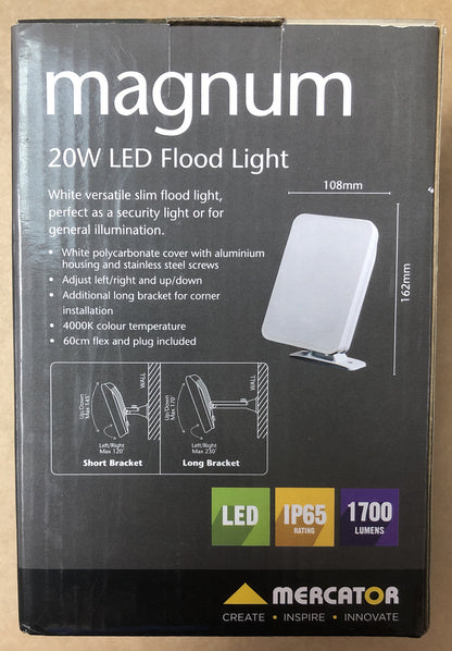 M630 Magnum 20w LED Flood Light Simply Plug In IP65 Rating 1700 Lumens