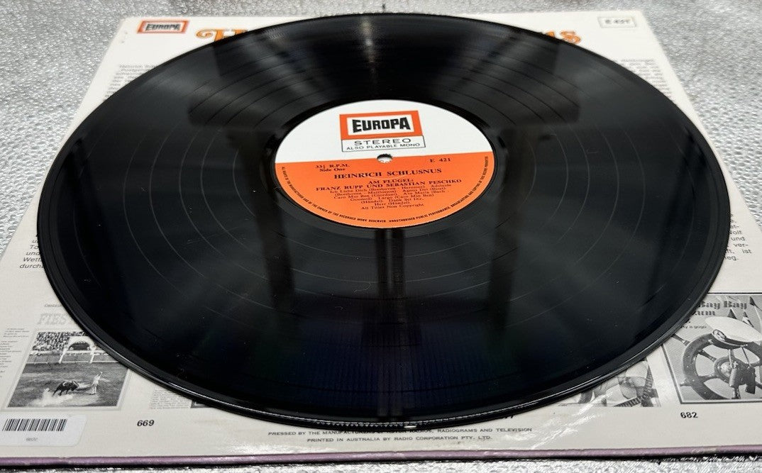 Grosse Stimmen Des Jahrhunderts Heinrich Schlusnus Record In Good Condition 6822
