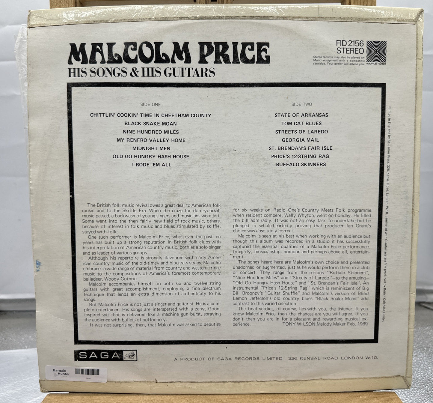Malcolm Price His Songs and His Guitars Record In Good Condition 7036
