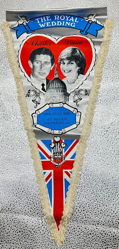 VINTAGE Royal Wedding Triangle Flag Charles And Diana Made In Britain 4780