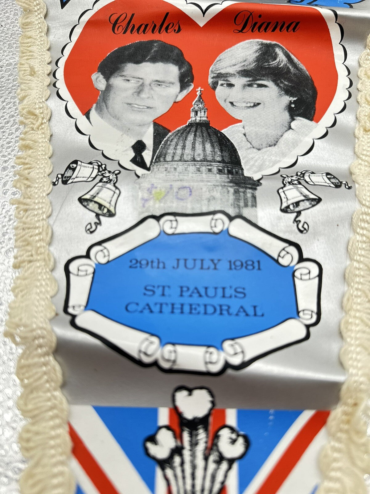 VINTAGE Royal Wedding Triangle Flag Charles And Diana Made In Britain 4780