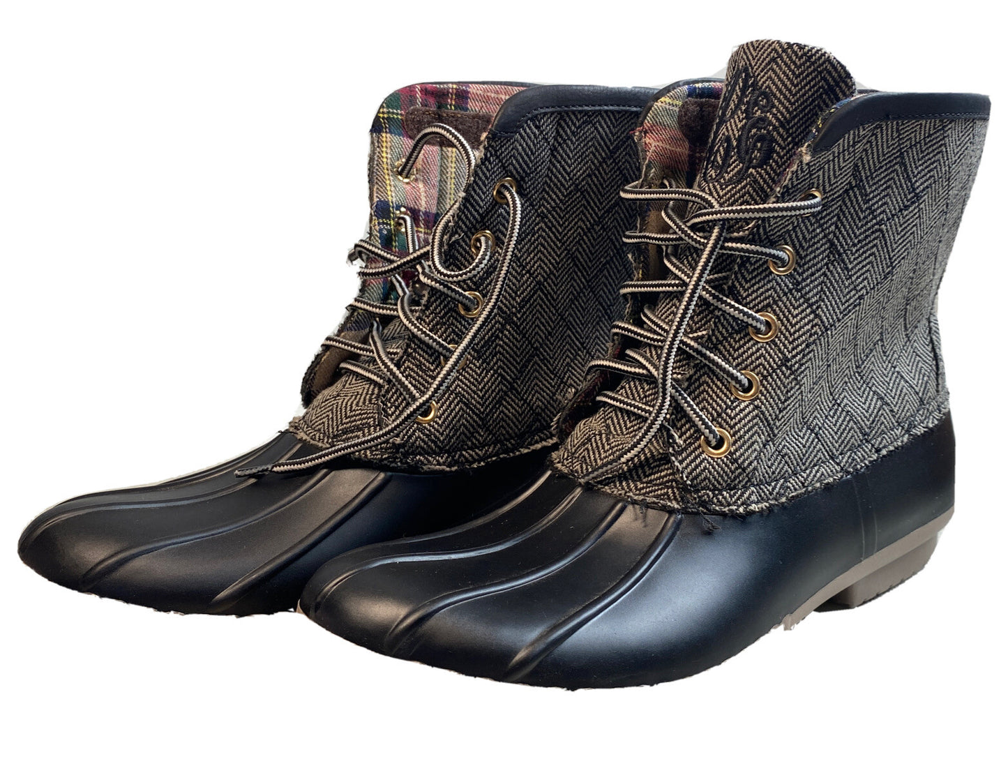 Marleylilly Women's Flannel Lined Duck Boots - Size 10 - Black/Gray 3432