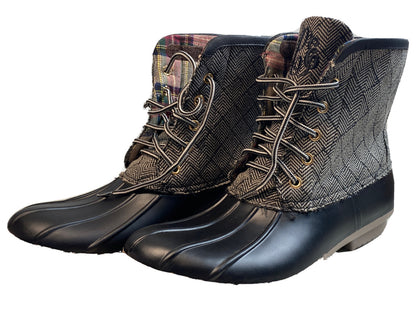 Marleylilly Women's Flannel Lined Duck Boots - Size 10 - Black/Gray 3432
