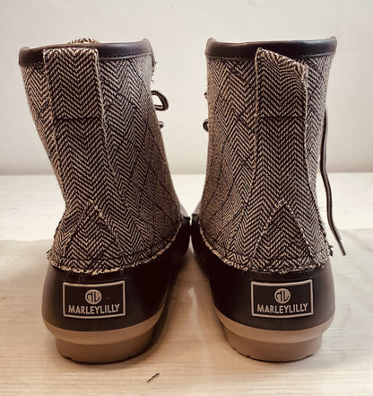 Marleylilly Women's Flannel Lined Duck Boots - Size 10 - Black/Gray 3432