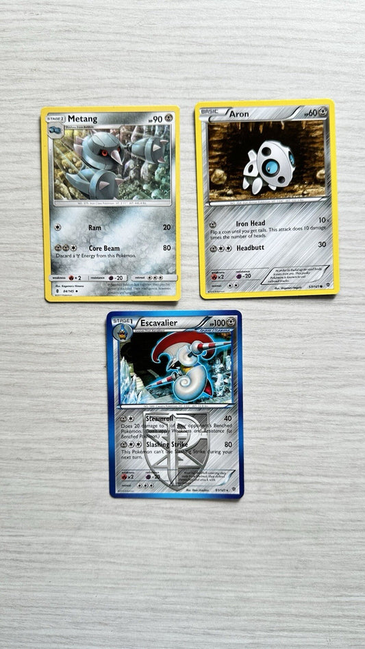 3 X Pokemon Steel Cards Collection Random Years & Series 5006