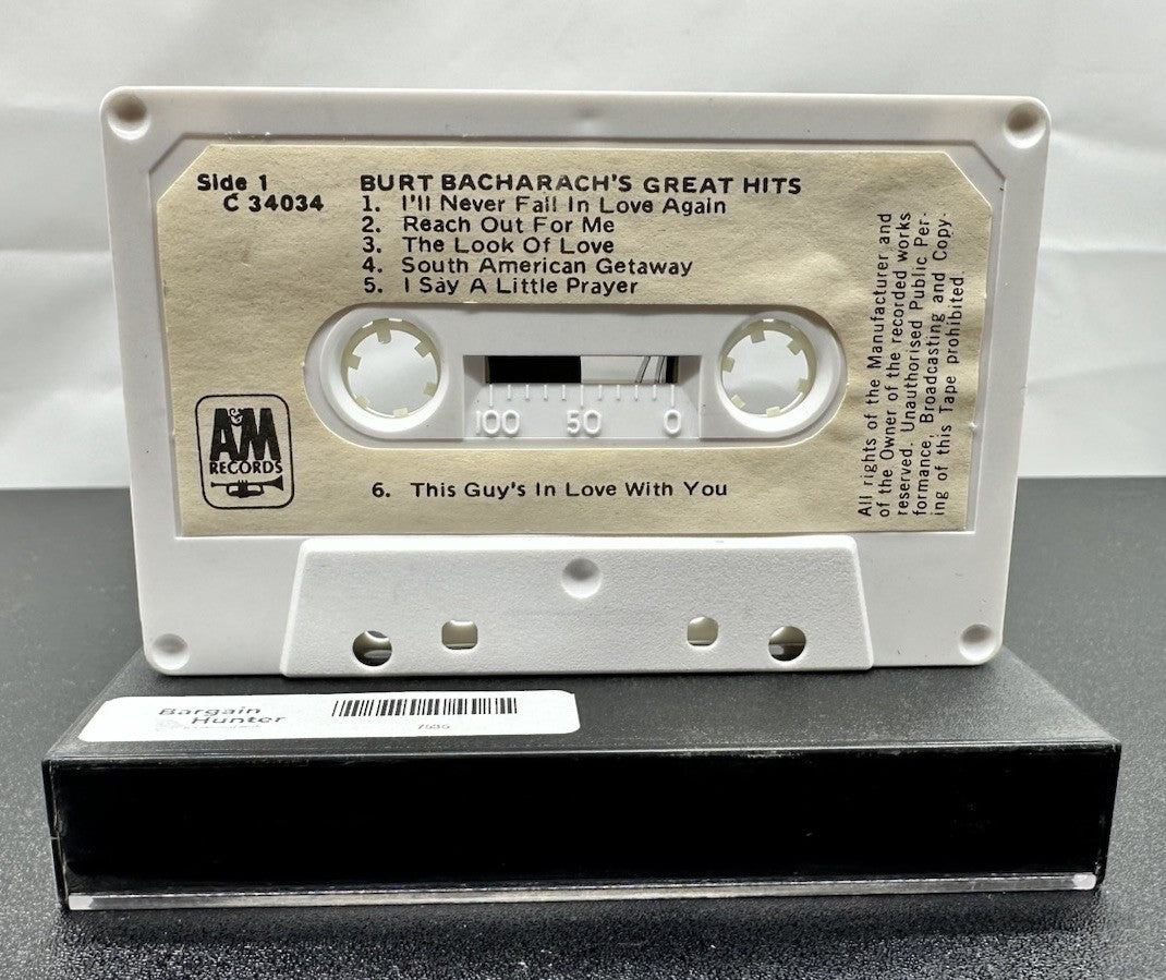 Great Hits Burt Bacharach Cassette Tape In OK Condition 7535
