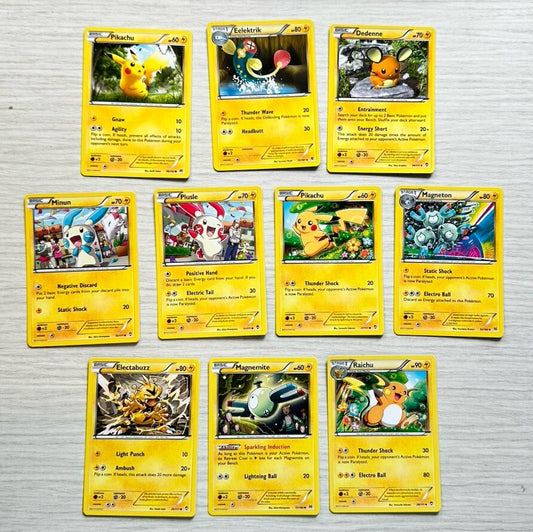 10 X Pokemon Electric Trading Cards Collection Random Years & Series GC 6389