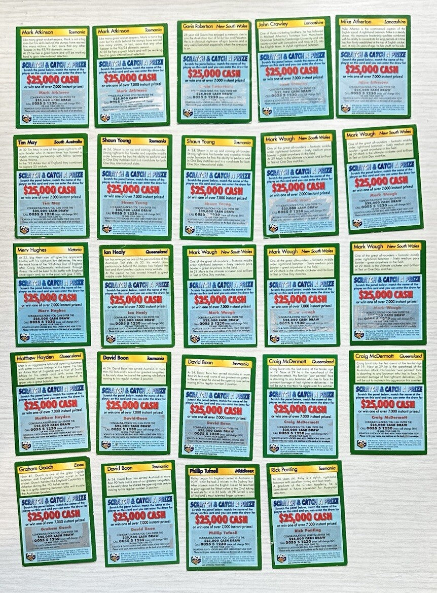 24 X Buttercup Bread 1995 Cricket Trading Cards Scratched In OK Condition 2395