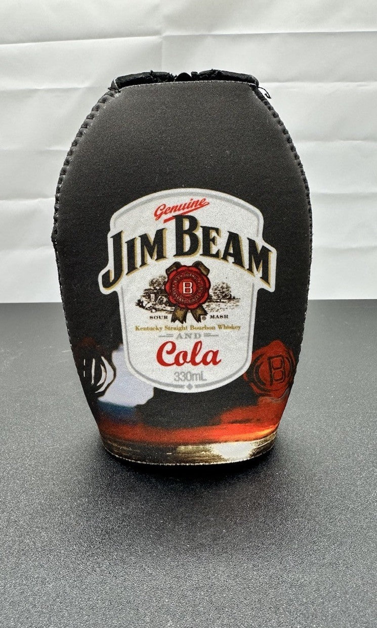 Jim Beam Kentucky Bourbon and Cola Zippered Stubby Stubbie Cooler Holder  9234