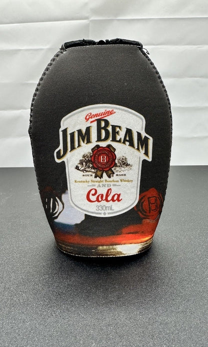 Jim Beam Kentucky Bourbon and Cola Zippered Stubby Stubbie Cooler Holder  9234