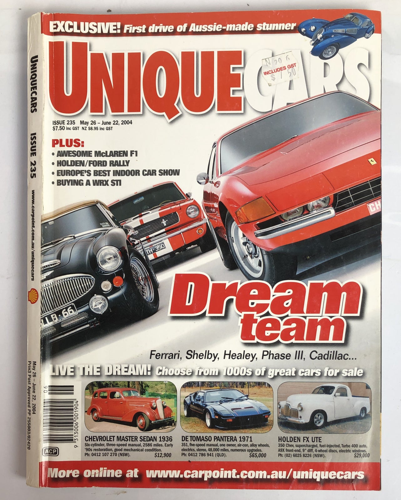 Unique Cars Issue 235 2004 Vintage Magazine In OK Condition