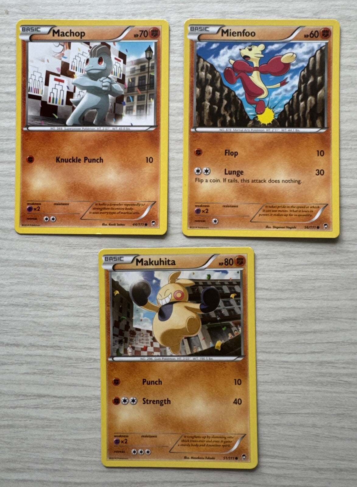 3 X Pokemon Fighting Trading Cards Collection Random Years & Series GC 5089
