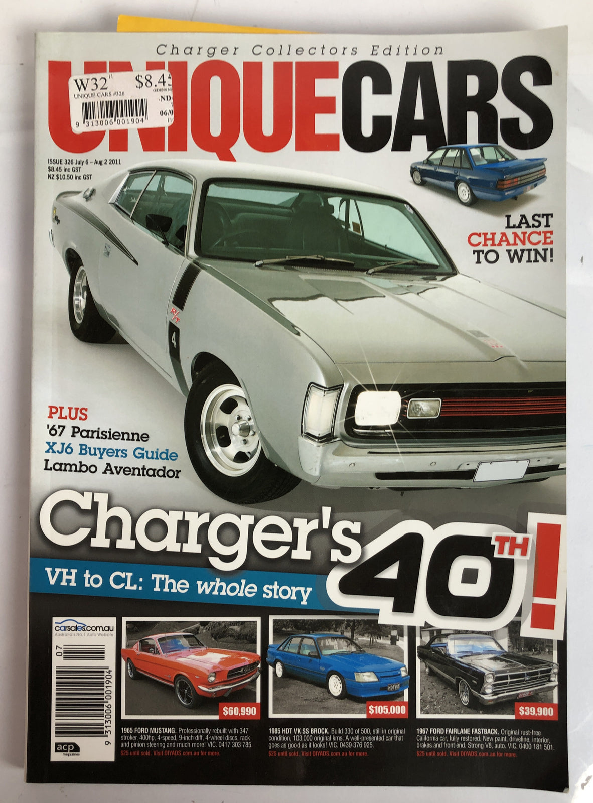 Unique Cars Issue 326 2011 Vintage Magazine In OK Condition