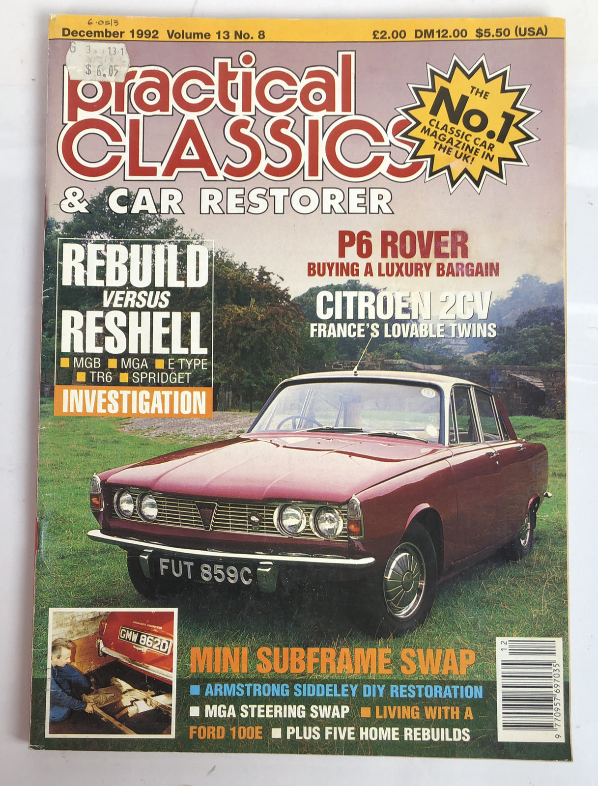 Practical Classics & Car Restorer Vol. 13 No. 8 1992 Magazine In Good Condition