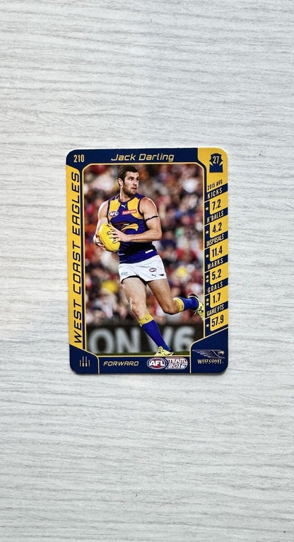 Jack Darling - West Coast Eagles AFL Football Team 2016 Trading Card In GC 6387
