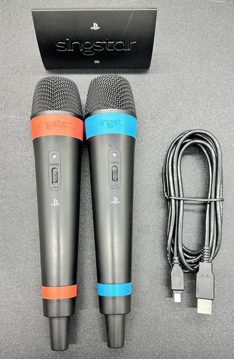 Pair of Singstar Wireless Microphone PlayStation PS3/4 In Good Condition 9117
