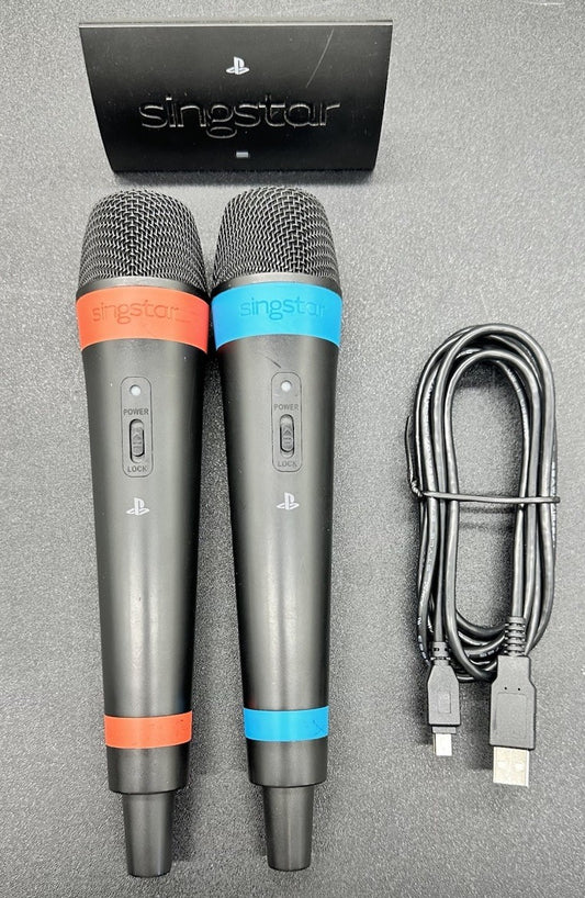 Pair of Singstar Wireless Microphone PlayStation PS3/4 In Good Condition 9117