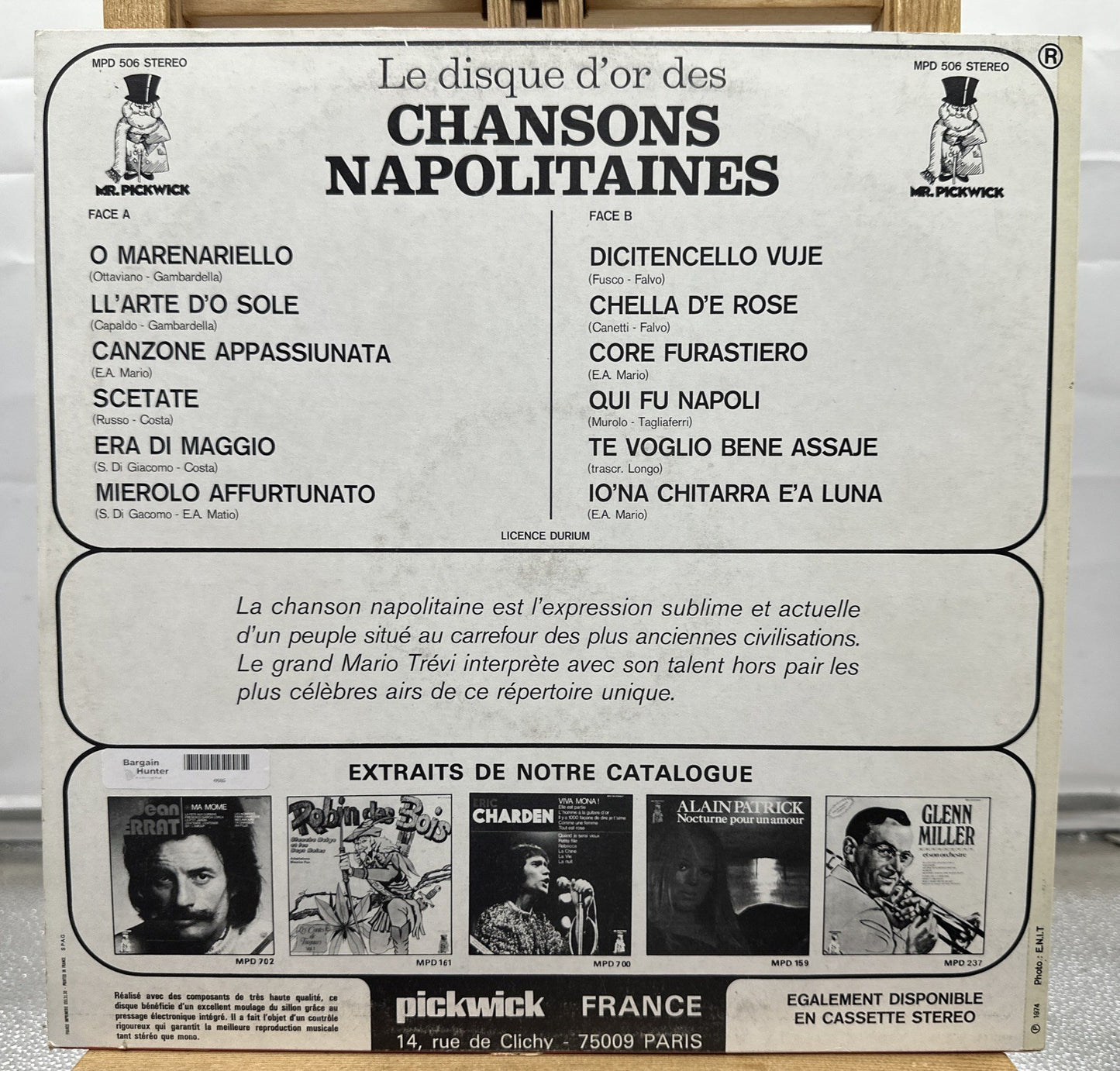 Le Disque D'or Des Chansons Napolitaines Mario Trevi Record In Good Cond 6685