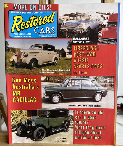 Restored Cars Australia Magazine May / June 1994 No. 104 In Good Condition