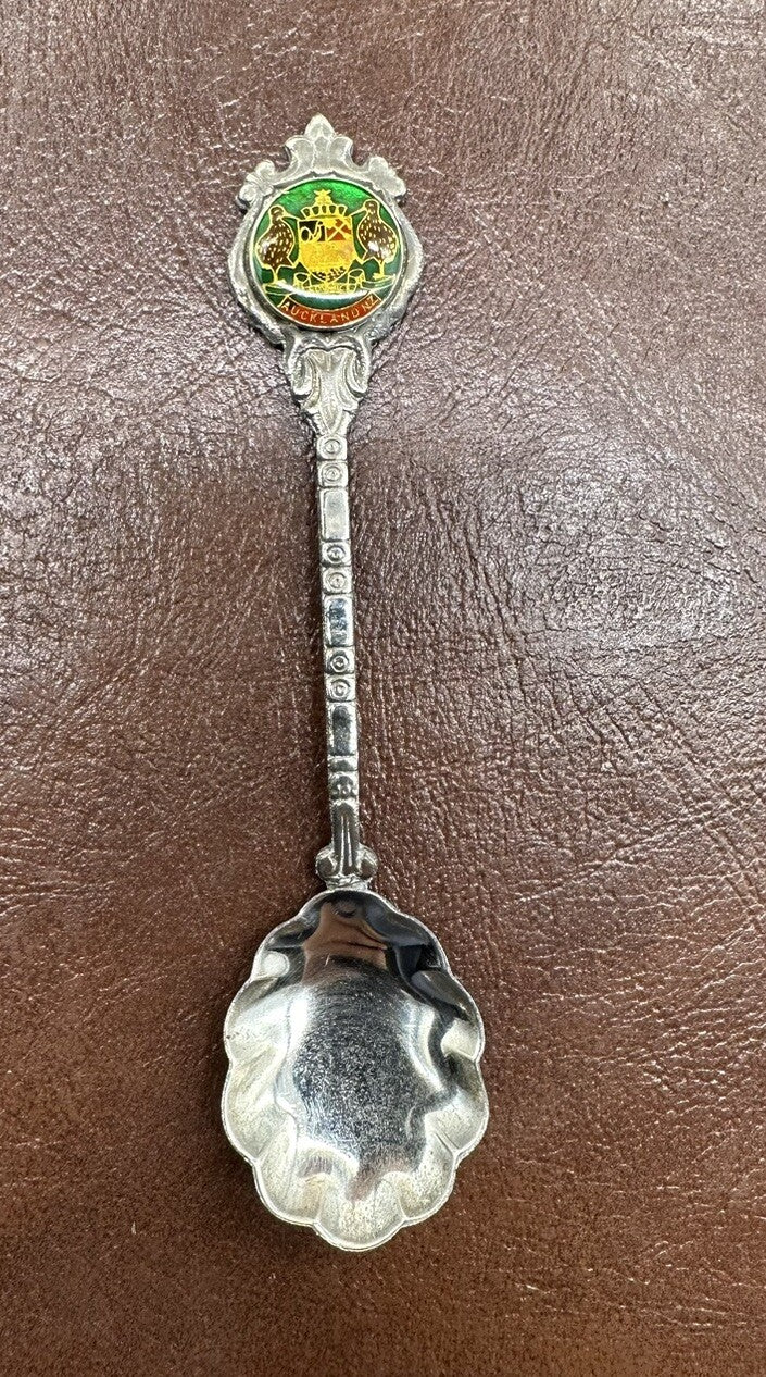 Souvenir Spoon Auckland New Zealand, silver plated In OK Cond