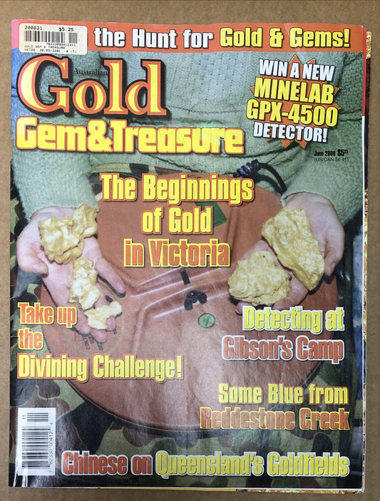 Australian Gold Gem & Treasure Magazine June 2008 In Good Condition
