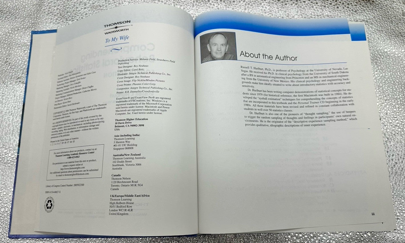 Comprehending Behavioral Statistics Hardcover Russell T Hurlburt Missing CD 8434