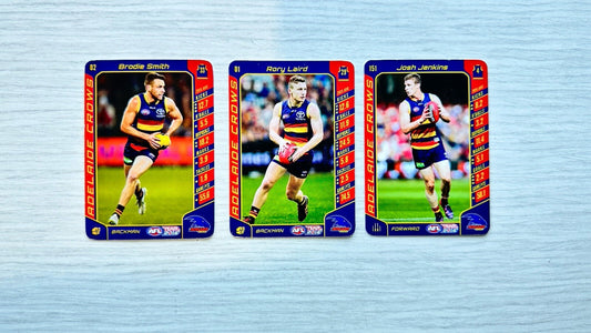 3 X Adelaide Crows AFL Football Team 2016 Trading Cards In Good Condition 6387