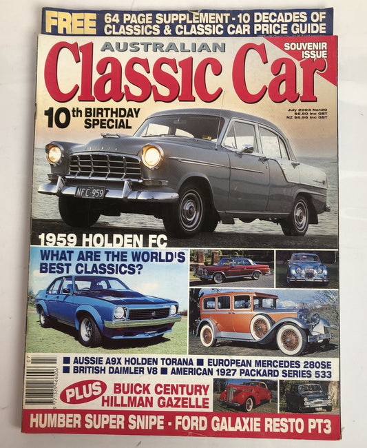 Australian Classic Car July 2003 No. 120 Magazine Vintage In Good Condition