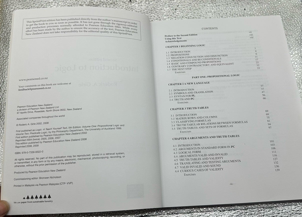 Introduction to Logic Second Edition - Roderic A. Girle - Textbook In GC 8576