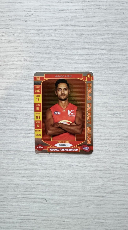 Aaron Hall - Gold Coast Suns AFL Football Team 2016 Trading Card In GC 6387