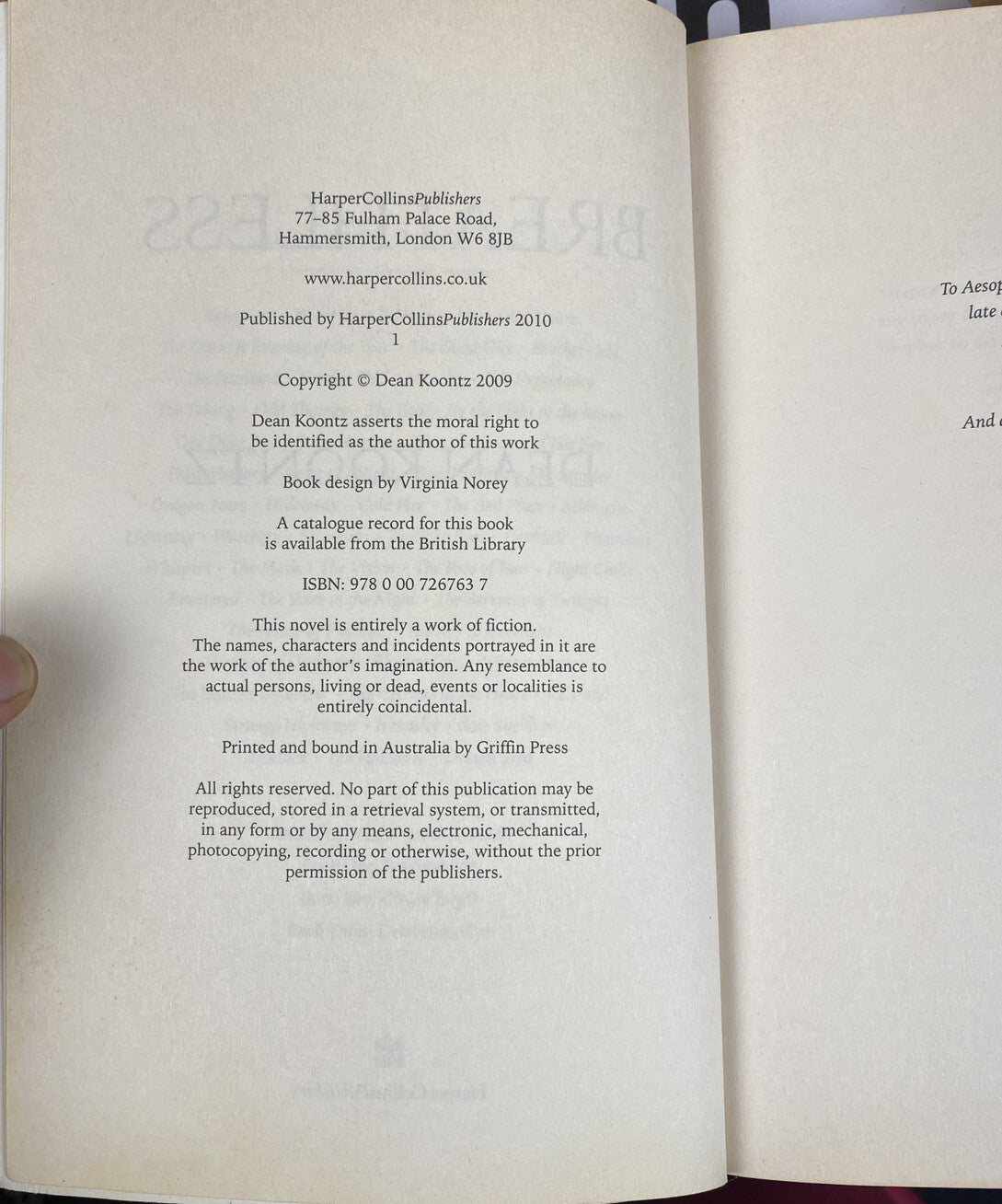 Breathless Dean Koontz Novel In Good Condition