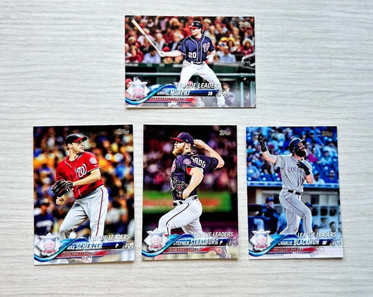 4 X League Leaders Topps Baseball Cards 2018 Collection In Good Condition 4181