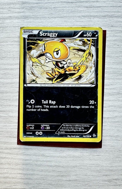 Scraggy Pokemon Reverse Holo Dark Card Year 2014 (5243)