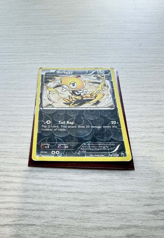 Scraggy Pokemon Reverse Holo Dark Card Year 2014 (5243)