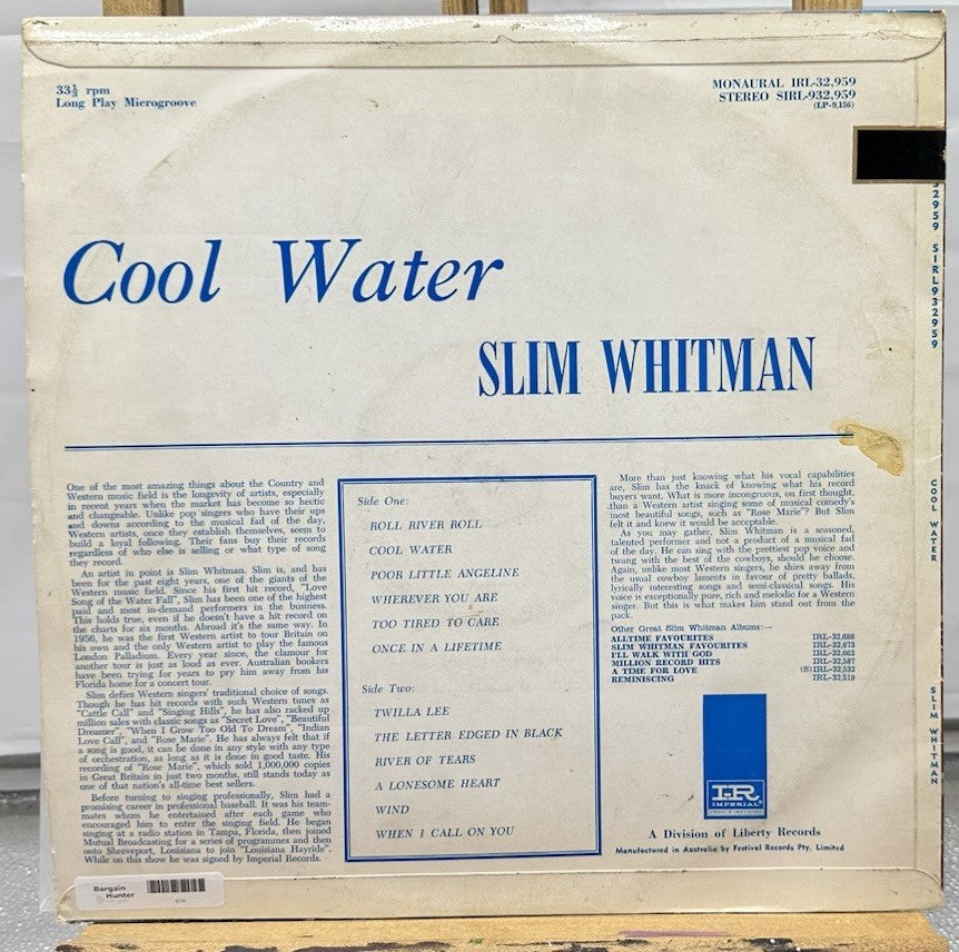 Cool Water - Slim Whitman Record In Good Condition 6772