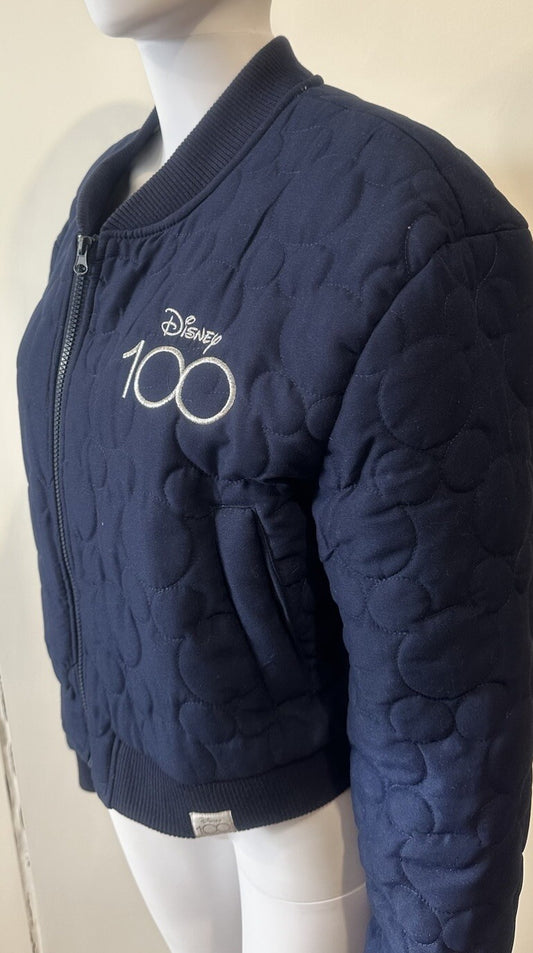 Disney 100 Years Cropped Quilted Bonnet Jacket. Navy. Size XL In GC 5622