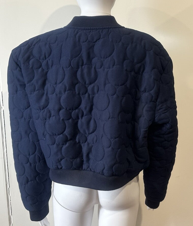 Disney 100 Years Cropped Quilted Bonnet Jacket. Navy. Size XL In GC 5622