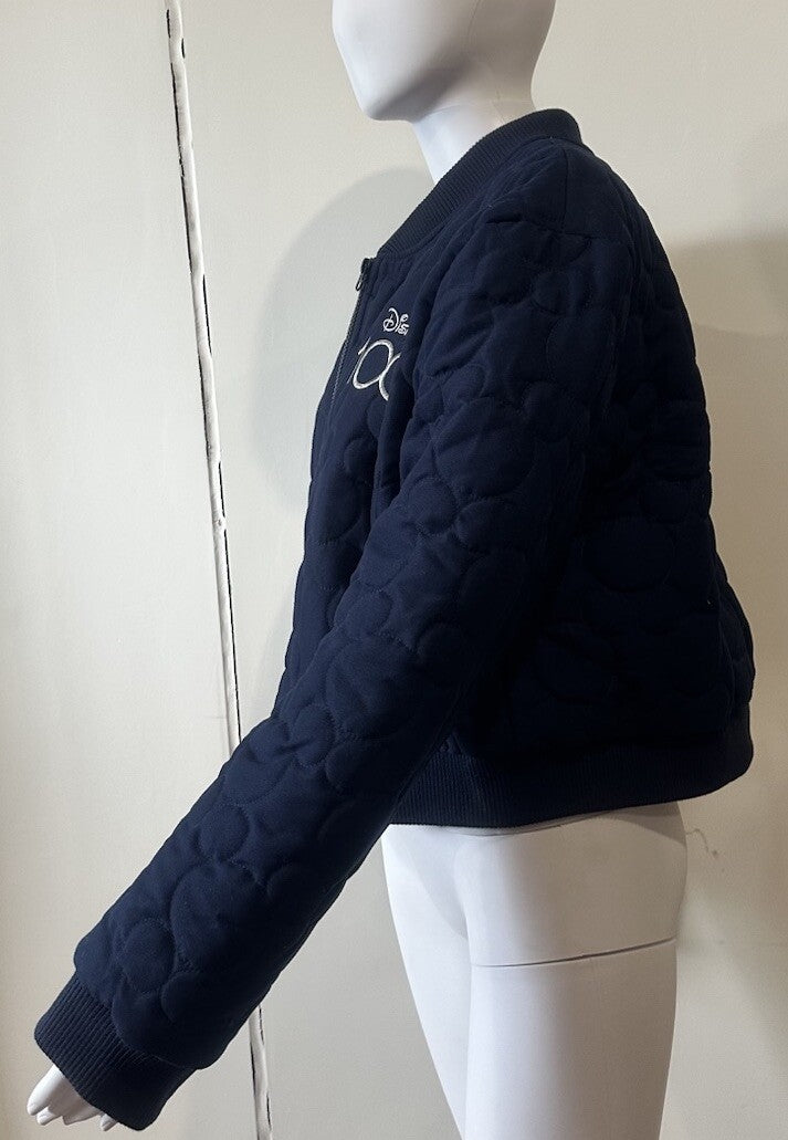Disney 100 Years Cropped Quilted Bonnet Jacket. Navy. Size XL In GC 5622